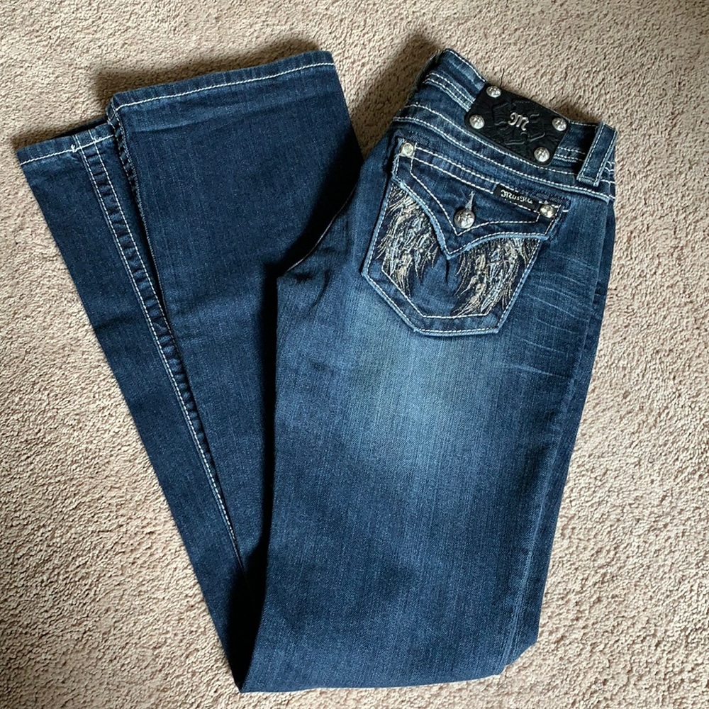 Miss Me boot cut blue jeans. Size 27